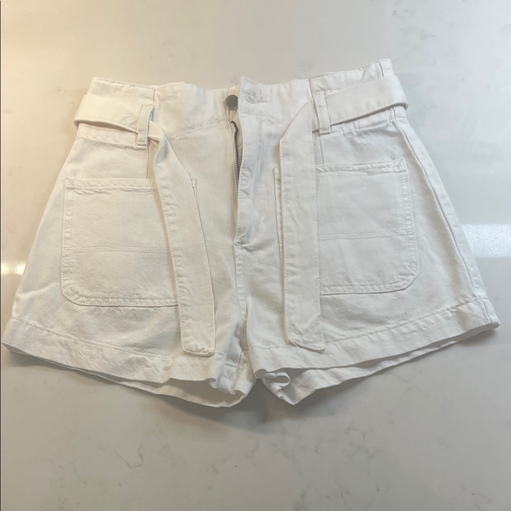 DL1961 High-Waisted Camile paper bag White Shorts